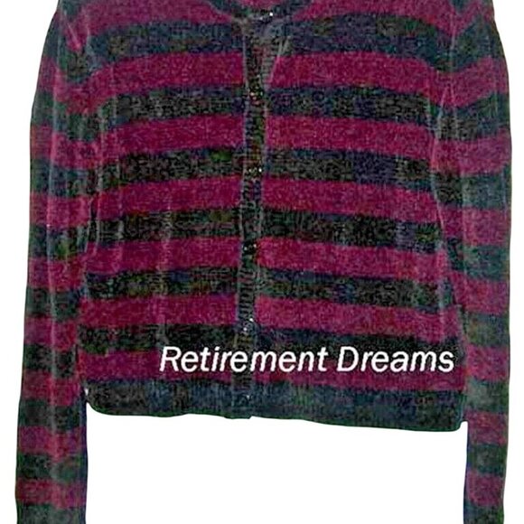 Jones New York Size M Womens Cardigan Sweater Striped Button-Front - Picture 1 of 7